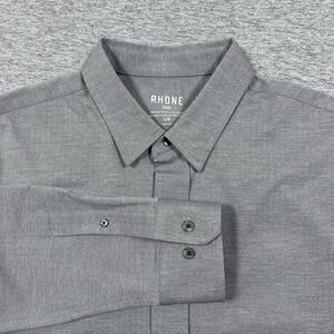 Rhone Shirt Mens Large Gray Commuter Herringbone Long Sleeve Button Down City
